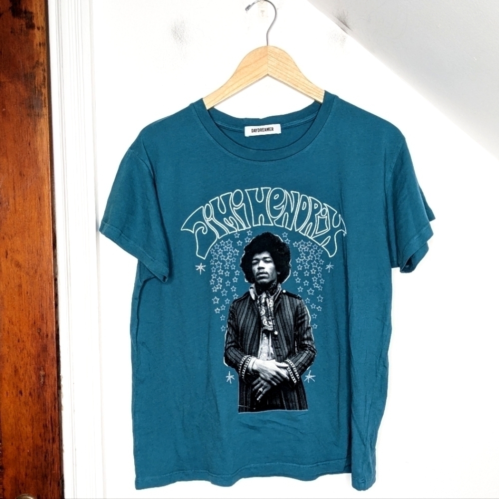 DAYDREAMER Jimi Hendrix Solo Tee Graphic Band in Dark Teal NEW Size XS